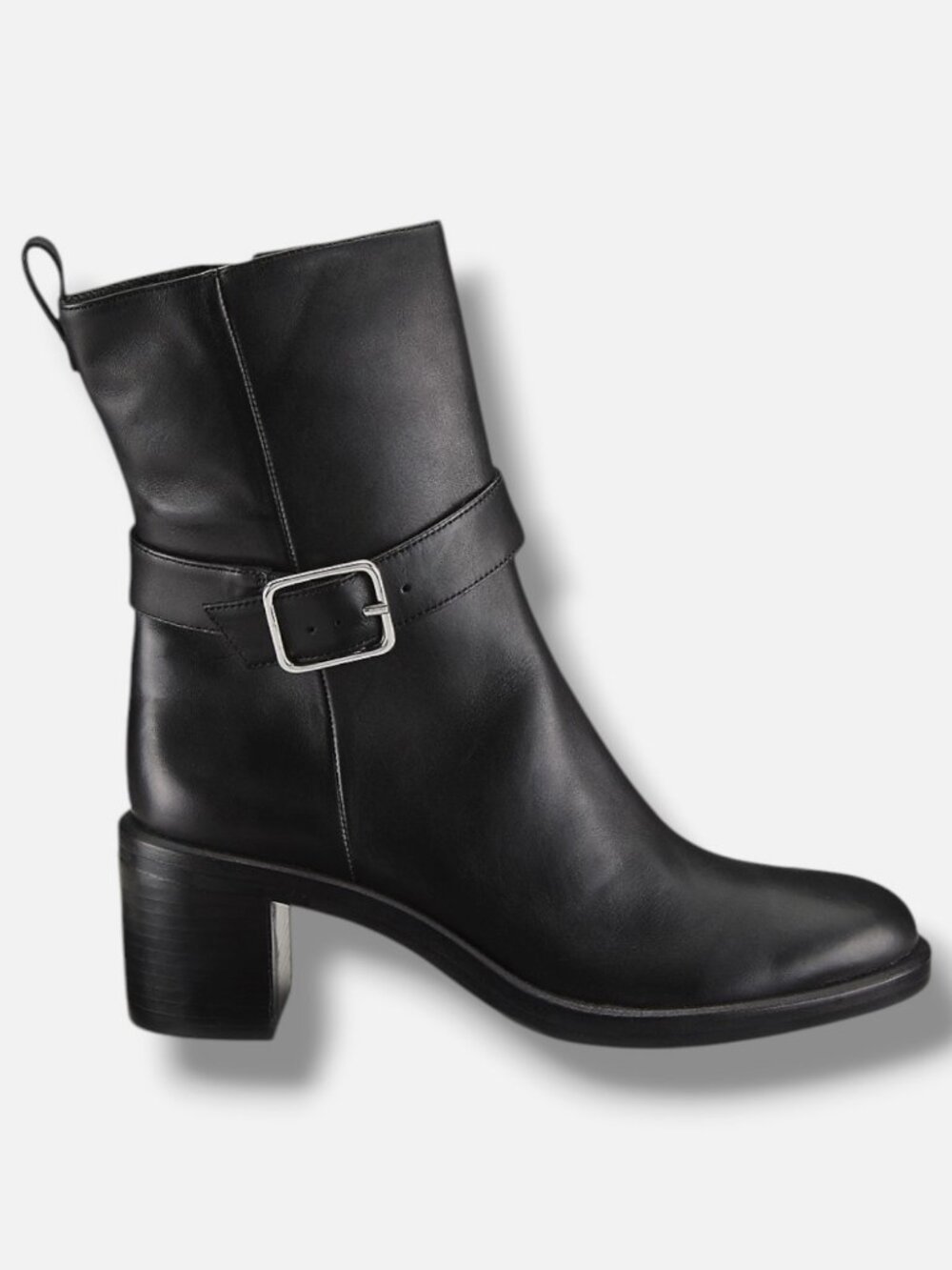 Saks Fifth Avenue Women Black 64MM Leather Block-Heel Boots Shoes Size 40
